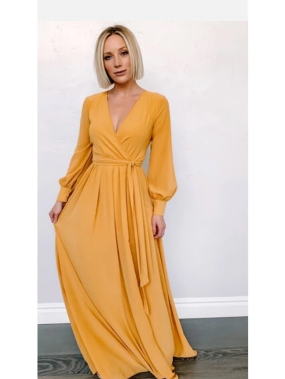 NWT Baltic Born Lydia Mustard Maxi Tie Waist Dress Size Large